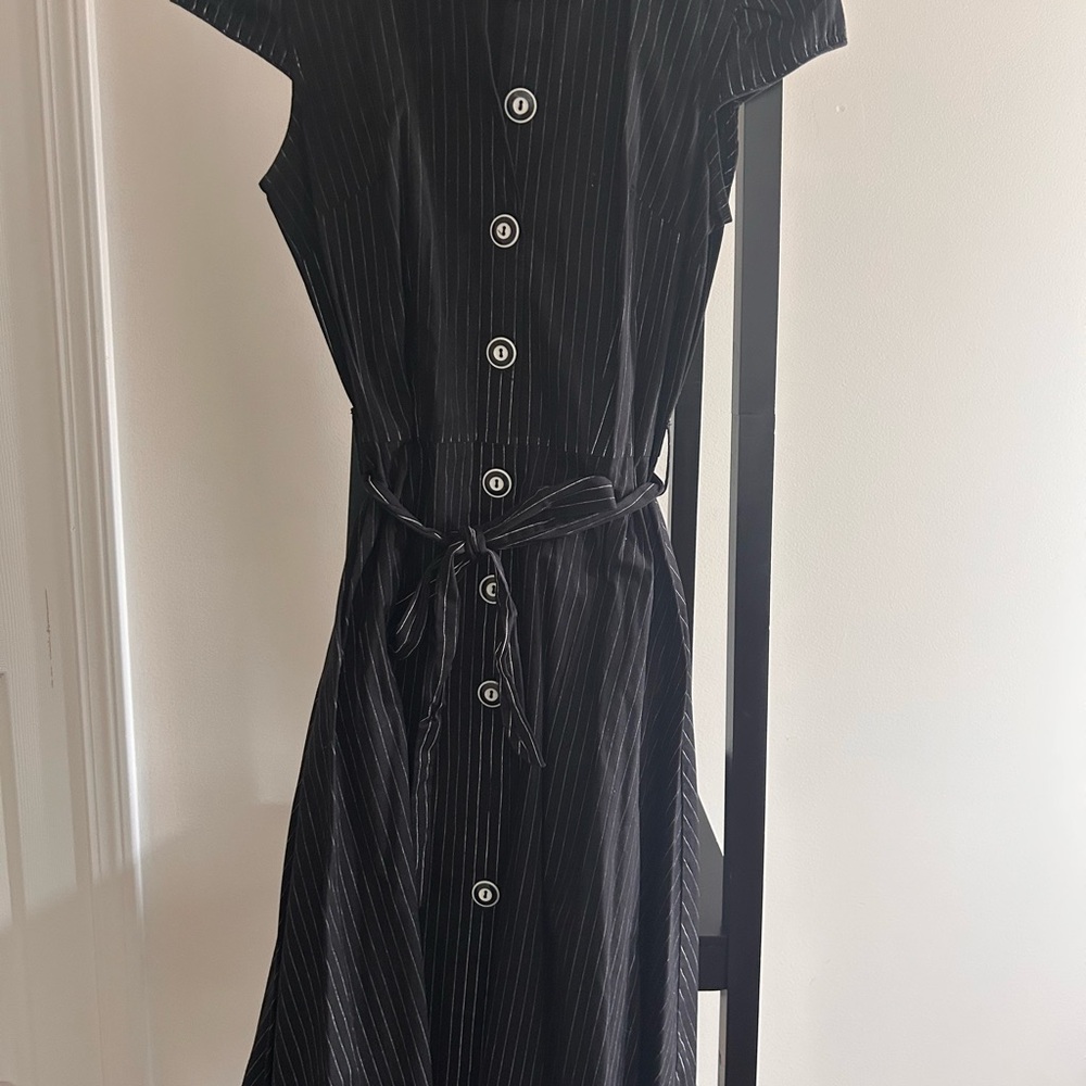 Elegant Black Pinstripe Dress